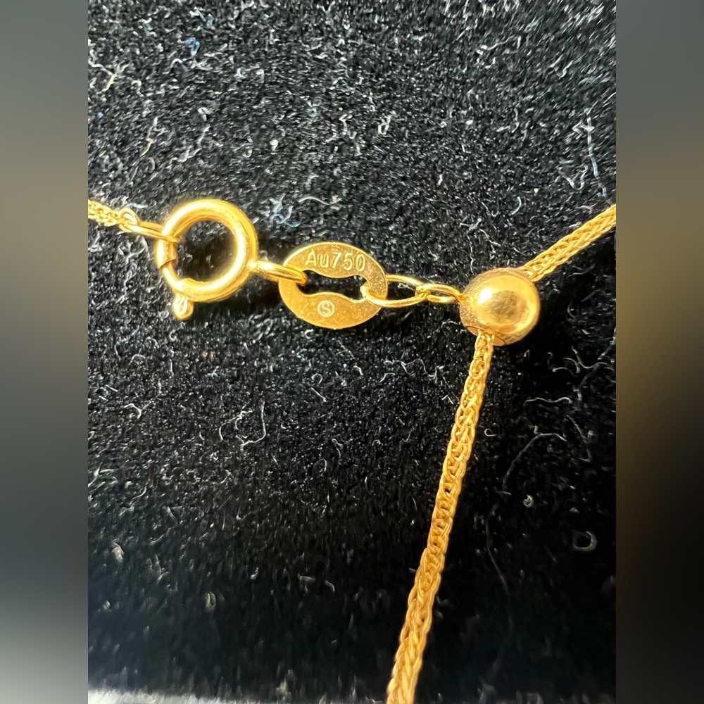 18K Solid Gold Dainty Solitaire Necklace • Adjustable 14–19 in - Picture 3 of 16